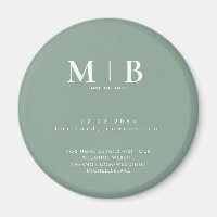Einfache Light Sage Monogramm Hochzeit Bitte Datum