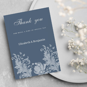 Einfache lila blaue Blumenspitze Danke Einladung