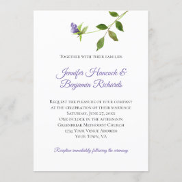 Einfache Lila Blossom Grüne Steppdecke Hochzeit Einladung