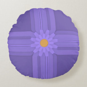 Einfache lila Blume auf modernem Kreuz Rundes Kissen