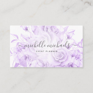 Einfache Lila Blumenschrift Visitenkarte
