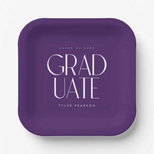 Einfache Lila Graduierungsparty Pappteller (Vorderseite)