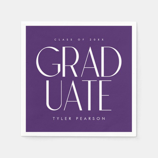 Einfache Lila Graduierungsparty Serviette (Vorderseite)