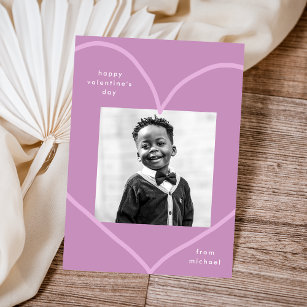Einfache Lila Herzklasse Valentine's Day Card Mitteilungskarte