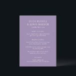 Einfache Lila Hochzeit Menükarte<br><div class="desc">Moderne Hochzeitsmenüs mit einem sauberen und schlichten Design mit kühnen Schriftart.</div>