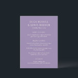 Einfache Lila Hochzeit Menükarte<br><div class="desc">Moderne Hochzeitsmenüs mit einem sauberen und schlichten Design mit kühnen Schriftart.</div>