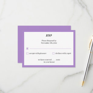 Einfache Lila Hochzeit RSVP Karte