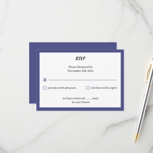 Einfache Lila Hochzeit RSVP Karte (Vorderseite/Rückseite Beispiel)