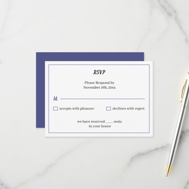 Einfache Lila Hochzeit RSVP Karte (Vorderseite/Rückseite Beispiel)