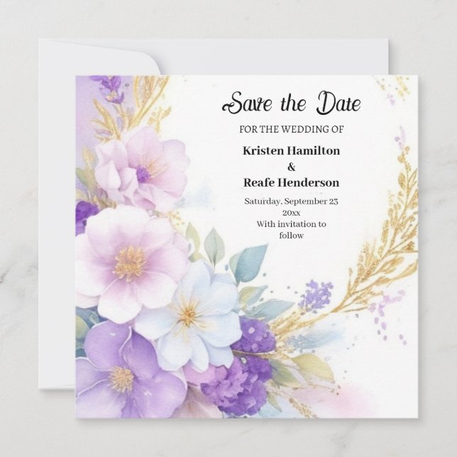 Einfache Lila Hochzeit Speichern Sie die Datumskar Save The Date (Vorderseite)
