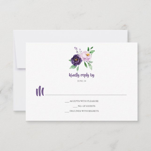 Einfache Lila Lavendel Blume UAWG RSVP Karte (Vorderseite)