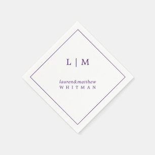 Einfache Lila Monogram Elegante Hochzeit Serviette