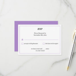 Einfache Lila Personalisierte Hochzeit RSVP Karte