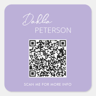 Einfache Lila QR-Code Modernes Business Quadratischer Aufkleber