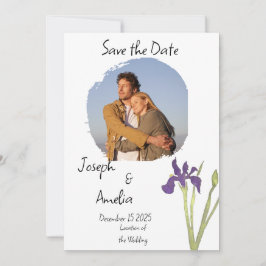 Einfache Lila und Gold Foto Hochzeit Sichern Sie d Einladung