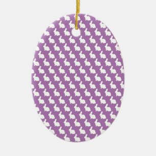 Einfache Lila und weiße Osterhase Keramik Ornament