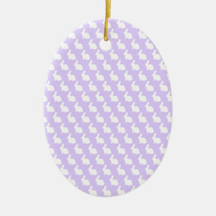 Einfache Lila und weiße Osterhase Keramik Ornament