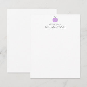 Einfache Lilac Niedlich Apple Personalisiert Teach Mitteilungskarte