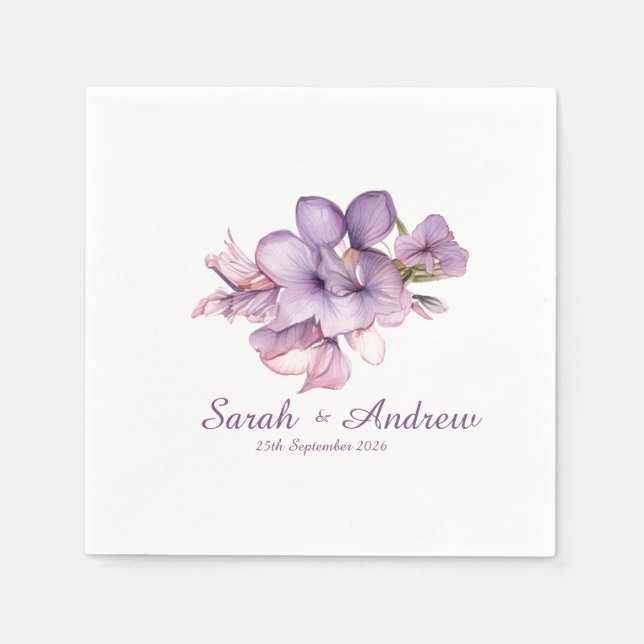 Einfache Lilah-Blume: Personalisierte Hochzeit von Serviette (Vorderseite)