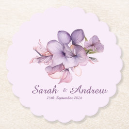 Einfache Lilah-Blume: Personalisierte Hochzeiten-U Untersetzer