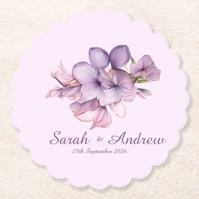 Einfache Lilah-Blume: Personalisierte Hochzeiten-U Untersetzer (Vorderseite)