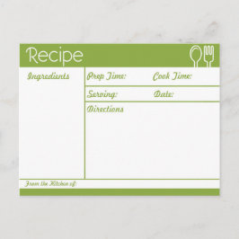 Einfache, linenlose grüne Rezept Postkarte