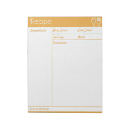 Einfache, linenlose Orangenrezeptseite Notizblock