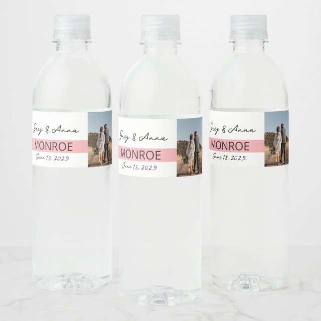 Einfache Linie Hochzeitswasser Flasche Wrapper Wat (Flaschen)