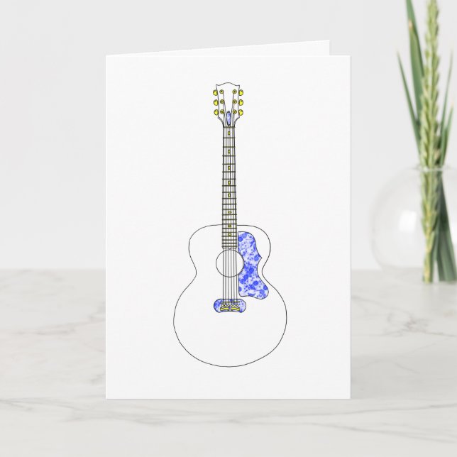 Einfache Linie zeichnend akustische Gitarre Coole  Karte (Vorderseite)