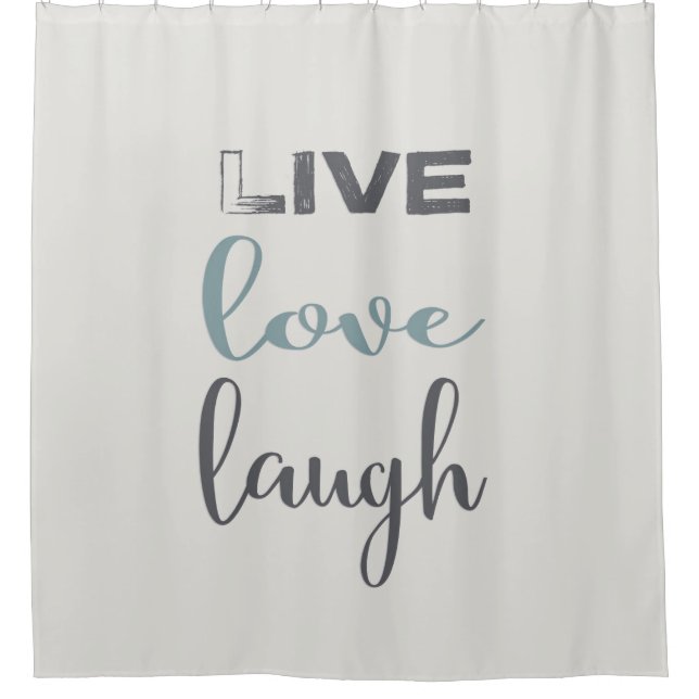 Einfache Live-Liebe Laugh Typografy Zitat Duschvorhang (Vorderseite)