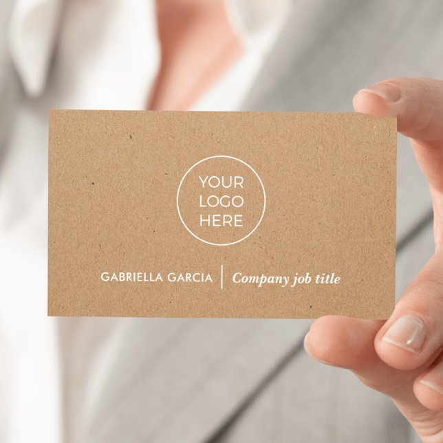 Einfache Logo QR Code gedruckte Kraft-Visitenkarte Visitenkarte (Front side of card shown in 3.5 x 2.0 inch, add your business details and QR Code on the backside.)