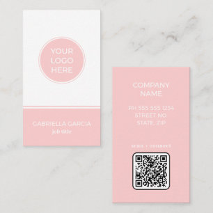 Einfache Logo-QR-Code-Visitenkarte in Rosa Visitenkarte