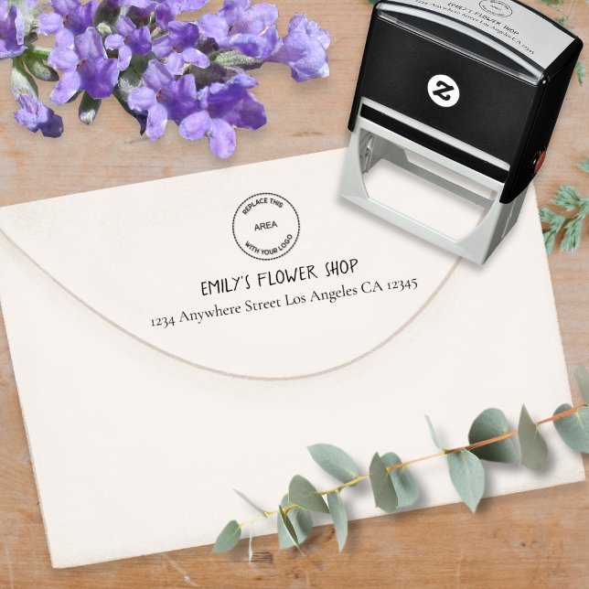 Einfache Logo-Rücksendeadresse Floristisches Selbs Permastempel (Von Creator hochgeladen)