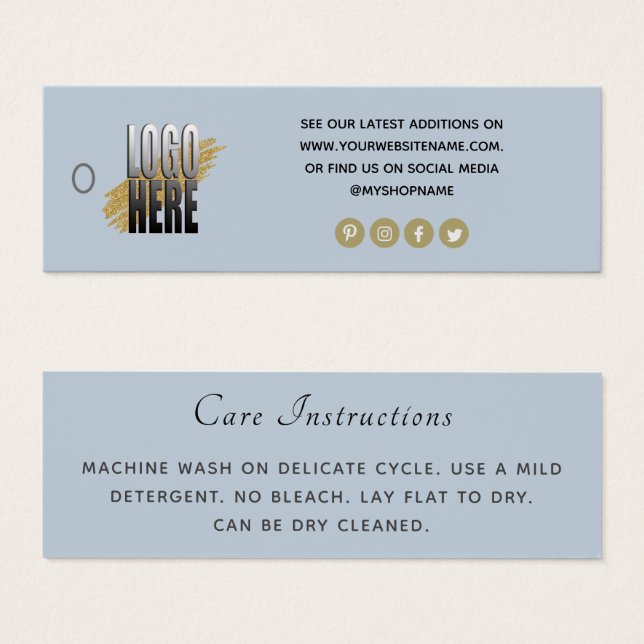 Einfache Logo Social Media Blue Cloud Care-Tag (Vorne & Hinten)