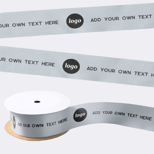 Einfache Logo Text Powder Blue Promotion Satinband