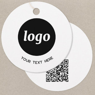 Einfache Logo-Text- und QR-Code-Geschäftspreisetik Geschenkanhänger