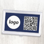 Einfache Logo Werbung Business QR Code Navy Blue Visitenkarten Dose<br><div class="desc">Einfaches Logo und QR-Code,  um Ihr Unternehmen zu fördern. Ersetzen Sie das Logo und den QR-Code durch Ihren eigenen,  um ihn anzupassen. Minimalistisch und beruflich,  um Ihre Marke widerzuspiegeln.</div>