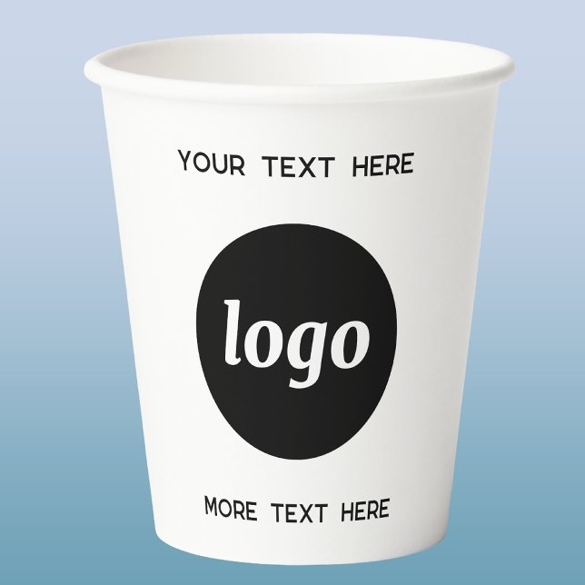 Einfache Logos für Textverarbeitung Pappbecher (Simple logo with custom text business branding promotional paper cup)