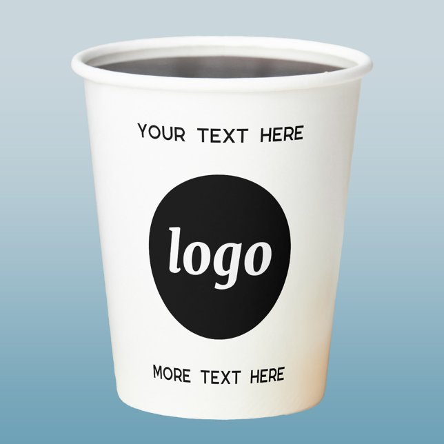 Einfache Logos für Textverarbeitung Pappbecher (Simple logo with custom text business branding promotional paper cup)