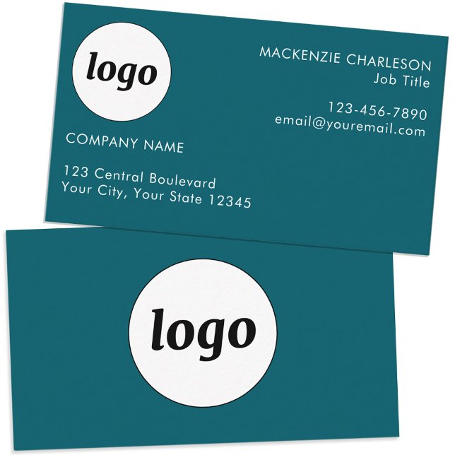 Einfache Logos und Aquamarine Texte grün Visitenkarte (Simple logo custom text professional branding business card teal green)