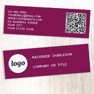 Einfache Logos und QR-Code Cherry Pink Magenta Mini Visitenkarte