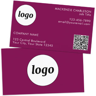 Einfache Logos und Text QR-Code Magenta Rosa Visitenkarte