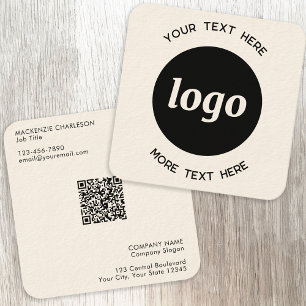 Einfache Logos und Text-QR-Code Quadratische Visitenkarte