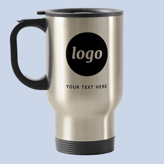 Einfache Logos und Texte Reisebecher (Logo with custom text business promotional travel mug)