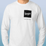 Einfache Logos und Texte T-Shirt<br><div class="desc">Fügen Sie Ihr Logo und Text zu diesem modernen Werbegeschmacksmuster hinzu. Ideal für Mitarbeiter-Uniformen,  Messen und Firmenveranstaltungen,  oder um Ihre Kunden und Kunden als Werbeartikel zu verschenken. Wählen Sie eine Basisfarbe aus,  um Ihre Markendarstellung in kleinen Unternehmen widerzuspiegeln,  und entfernen Sie den Text,  wenn Sie ihn bevorzugen.</div>