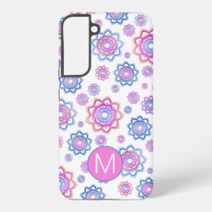 Einfache Lotus-Blume Monogramm Pink Pastellgrün Samsung Galaxy Hülle