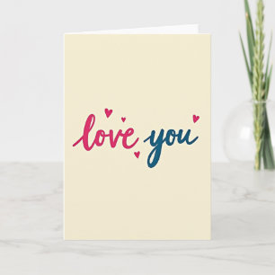 Einfache Love You Herzen Gemalte Karte