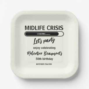 Einfache lustige Midlife-Crisis-Ladevorgang zum 50 Pappteller
