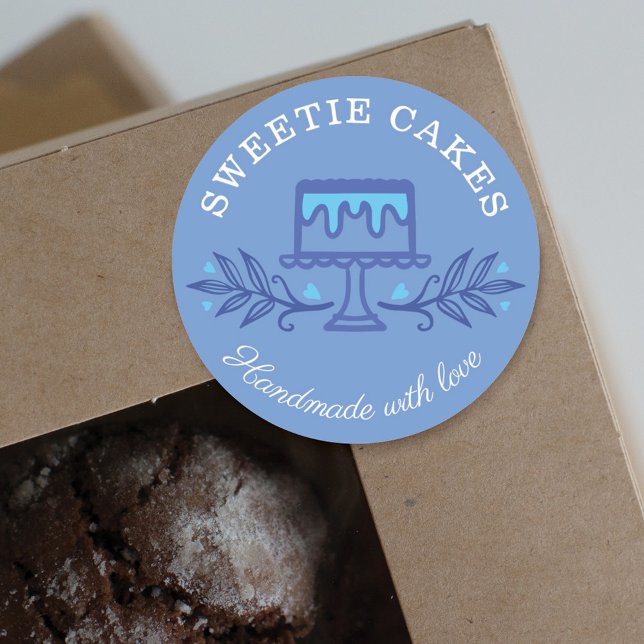 Einfache, lustige und minimale Bakery Cake Logo Bl Runder Aufkleber (Von Creator hochgeladen)