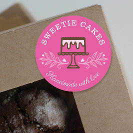 Einfache, lustige und minimale Bakery Cake Logo Ro Runder Aufkleber